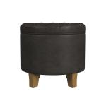 Espresso Faux Leather Tufted Storage Ottoman