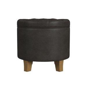 Espresso Faux Leather Tufted Storage Ottoman