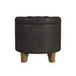 Espresso Faux Leather Tufted Storage Ottoman