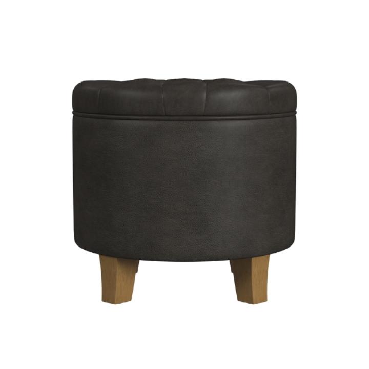 Espresso Faux Leather Tufted Storage Ottoman