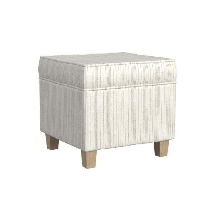 Marigold Stripe Upholstered Square Storage Ottoman
