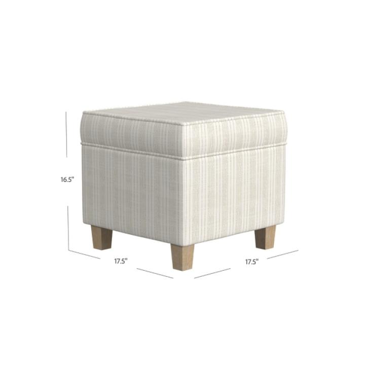 Marigold Stripe Upholstered Square Storage Ottoman