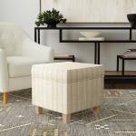 Marigold Stripe Upholstered Square Storage Ottoman