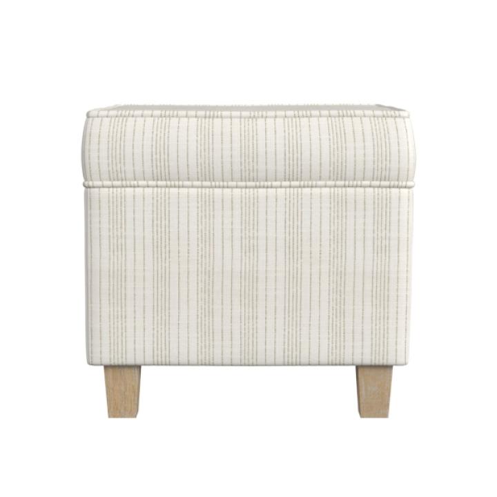 Marigold Stripe Upholstered Square Storage Ottoman