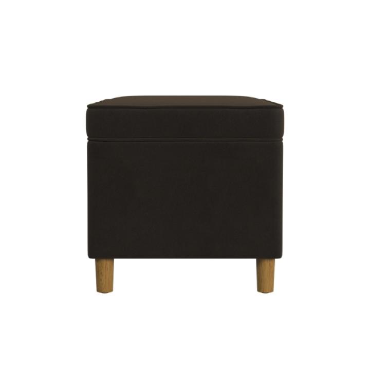 Chocolate Brown Velvet Rectangle Storage Ottoman