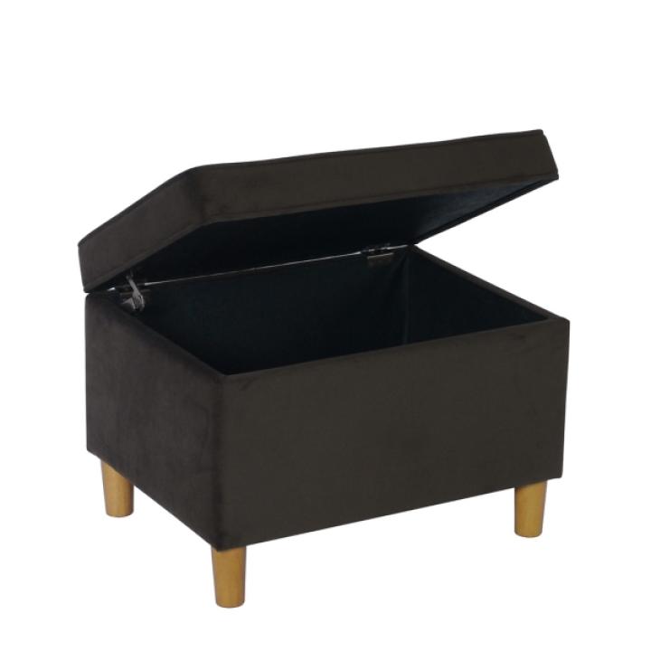 Chocolate Brown Velvet Rectangle Storage Ottoman