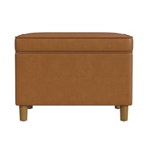Caramel Faux Leather Storage Ottoman