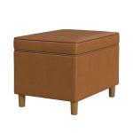 Caramel Faux Leather Storage Ottoman