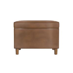 Chocolate Brown Faux Leather Storage Ottoman