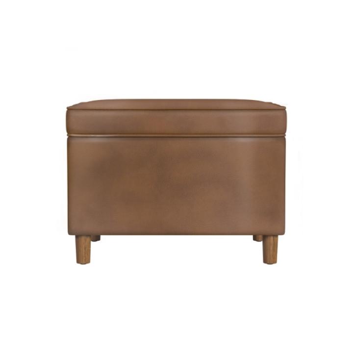 Chocolate Brown Faux Leather Storage Ottoman