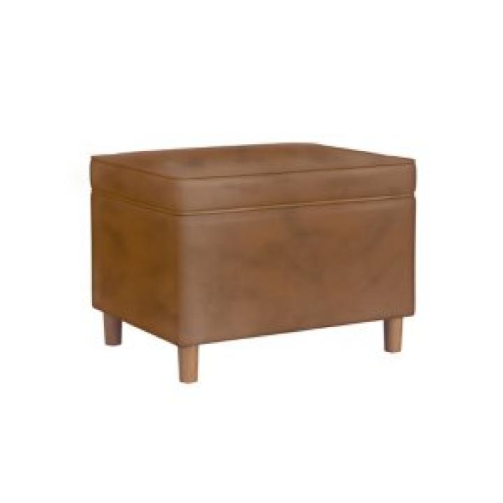 Chocolate Brown Faux Leather Storage Ottoman