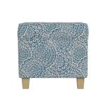 Blue Floral Upholstered Square Storage Ottoman