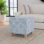 Blue Floral Upholstered Square Storage Ottoman