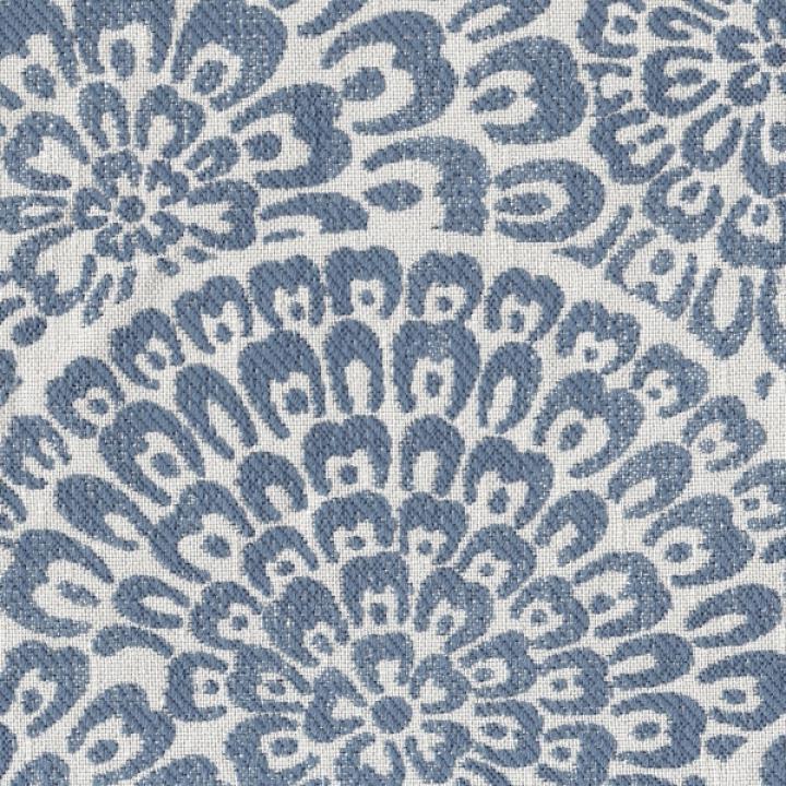 Blue Floral Upholstered Square Storage Ottoman