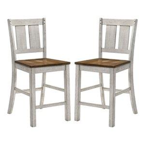 Antique White & Dark Brown 2-pc. Counter Stool Set