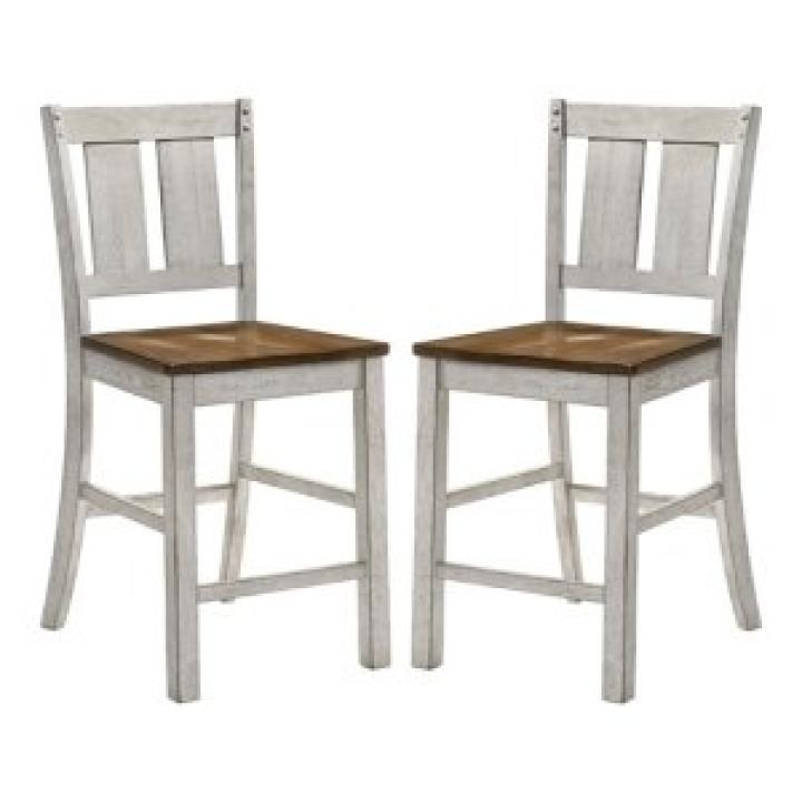 Antique White & Dark Brown 2-pc. Counter Stool Set
