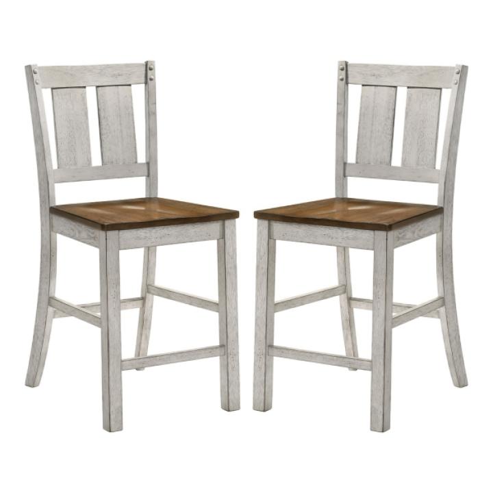 Antique White & Dark Brown 2-pc. Counter Stool Set
