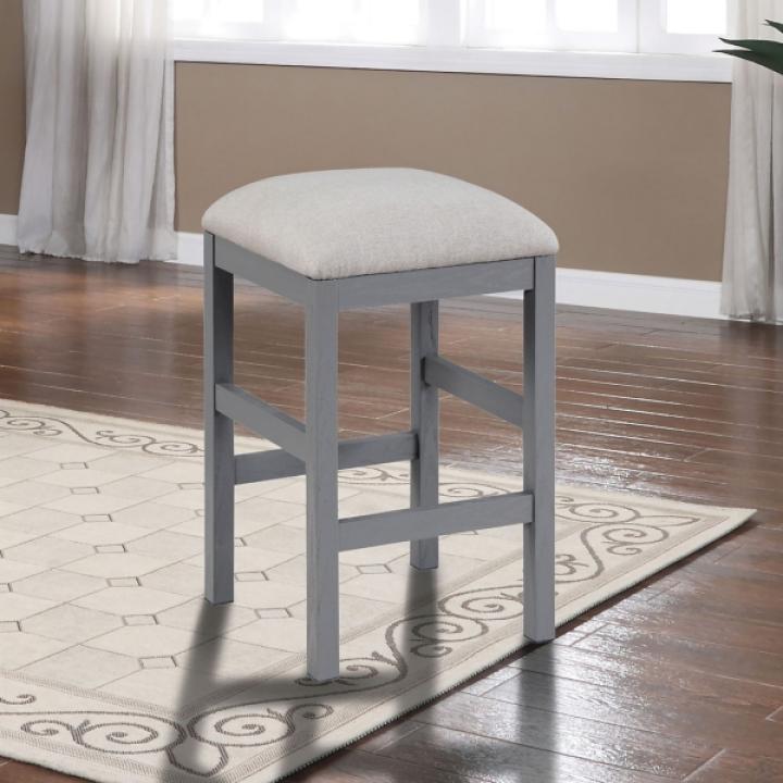 Gray Wood Upholstered Seat 2-pc. Counter Stool Set
