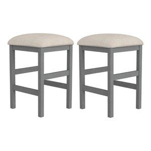 Gray Wood Upholstered Seat 2-pc. Counter Stool Set