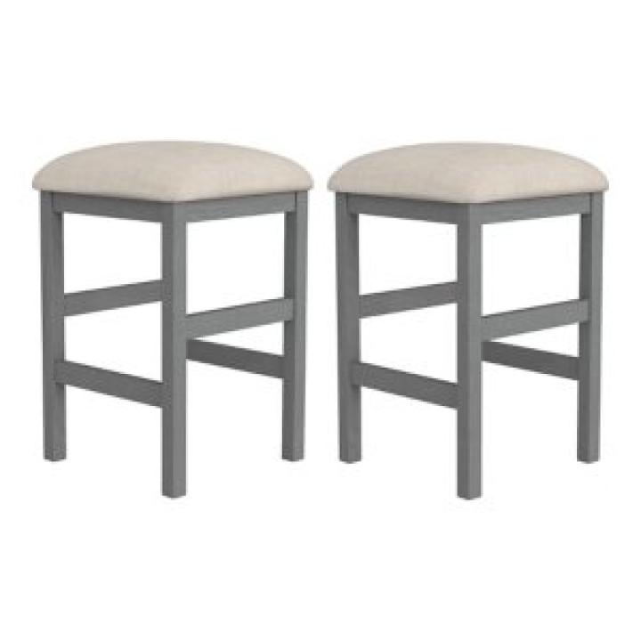 Gray Wood Upholstered Seat 2-pc. Counter Stool Set