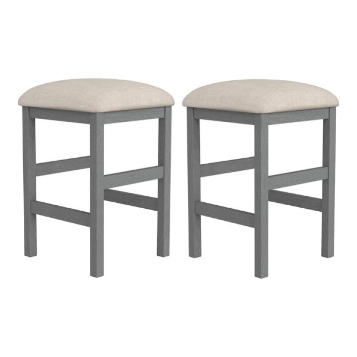 Gray Wood Upholstered Seat 2-pc. Counter Stool Set