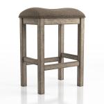 Chestnut Wood Upholstered Counter Stools, Set of 2