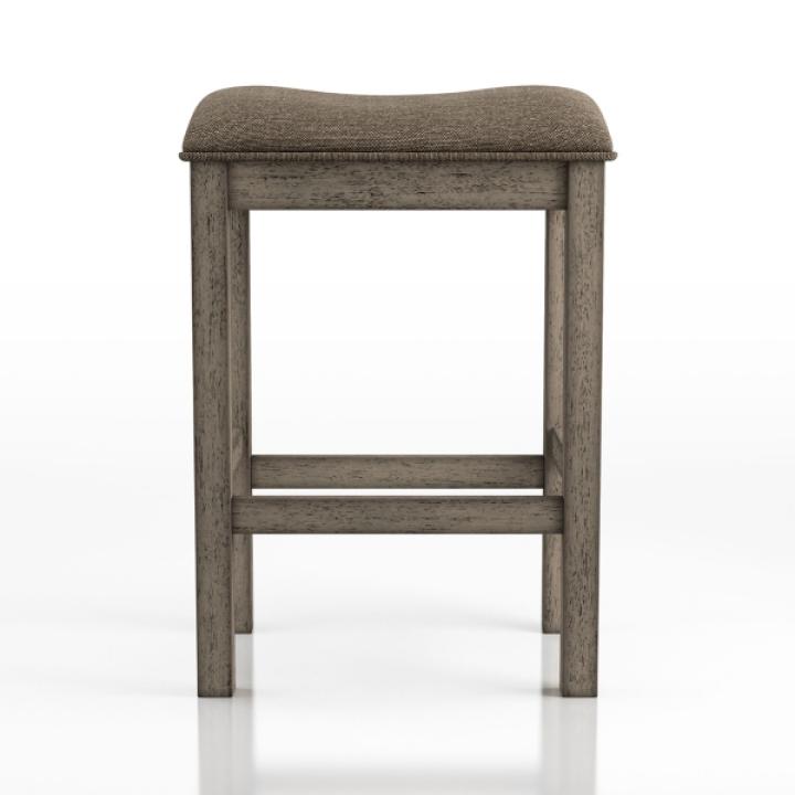 Chestnut Wood Upholstered Counter Stools, Set of 2