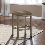 Chestnut Wood Upholstered Counter Stools, Set of 2