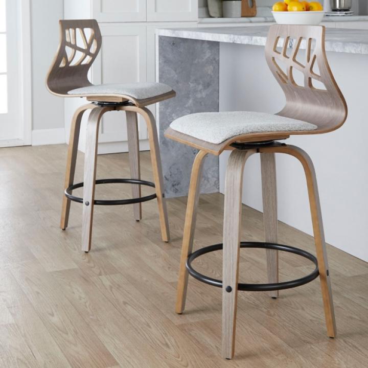 Gray Golia Swivel Counter Stools, Set of 2