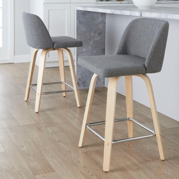 Gray Torino Upholstered Counter Stools, Set of 2