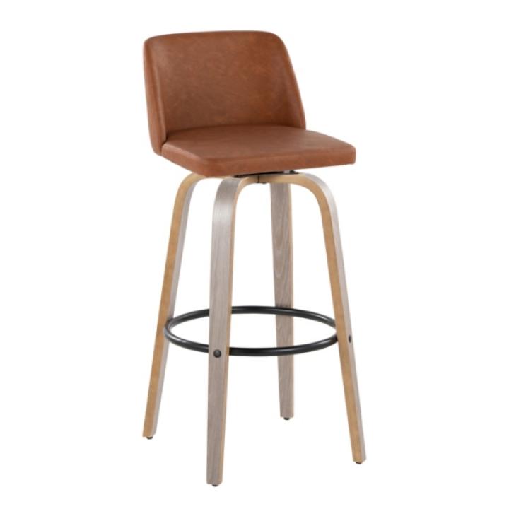 Brown Faux Leather Torino Bar Stools, Set of 2