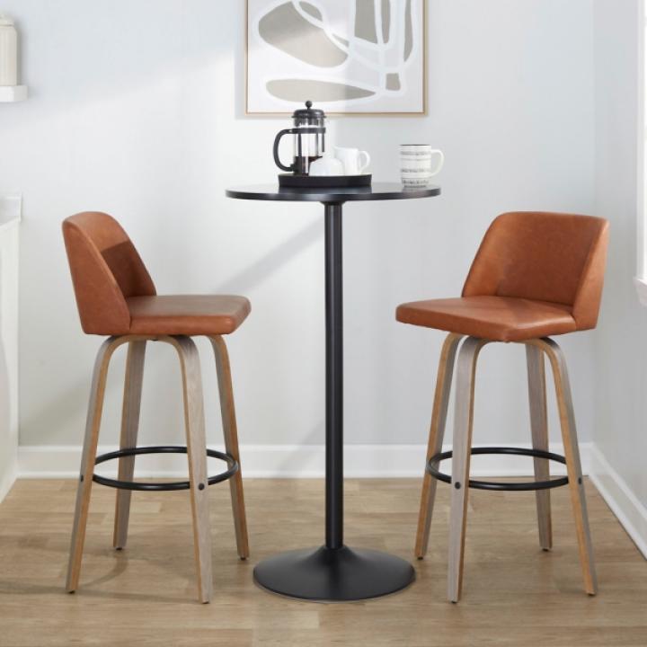 Brown Faux Leather Torino Bar Stools, Set of 2
