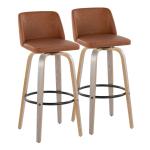 Brown Faux Leather Torino Bar Stools, Set of 2