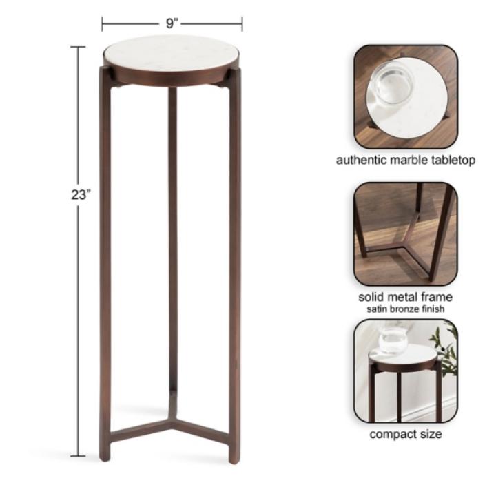Bronze Angular Marble Accent Table