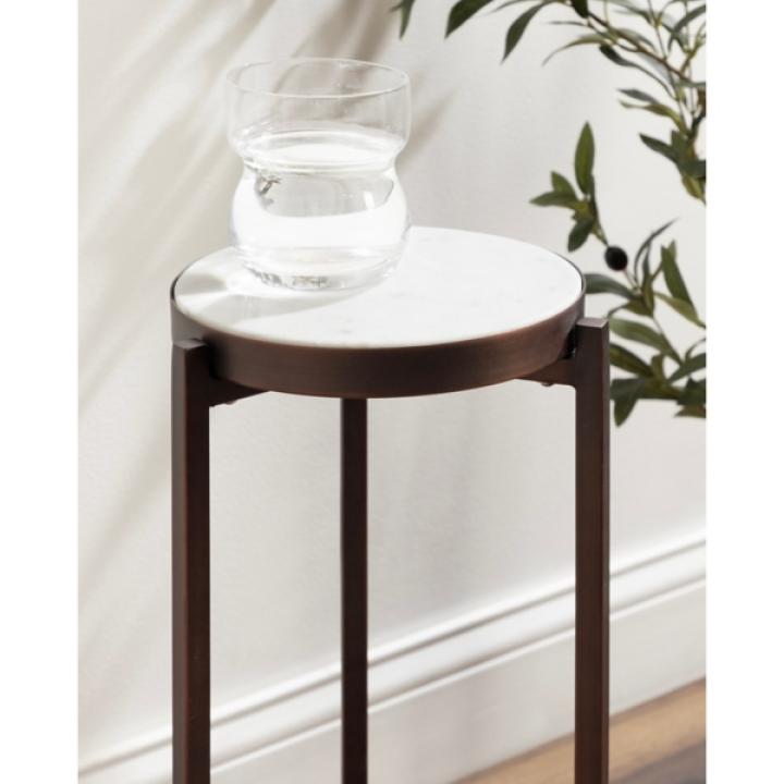 Bronze Angular Marble Accent Table