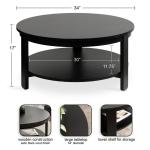 Black Wood Round Ford Coffee Table