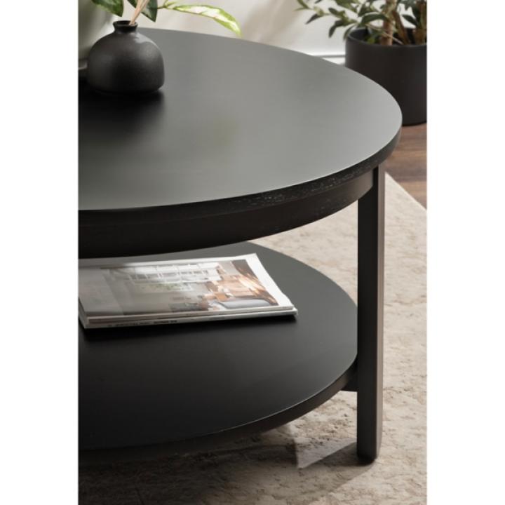 Black Wood Round Ford Coffee Table