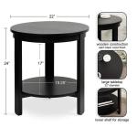 Black Wood Round Ford Accent Table