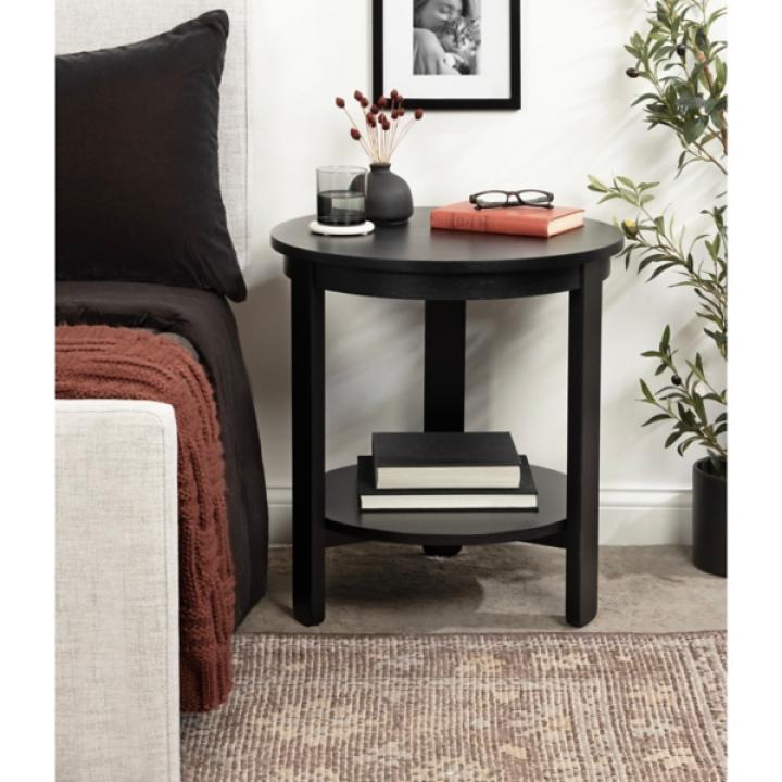 Black Wood Round Ford Accent Table