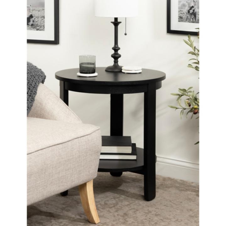 Black Wood Round Ford Accent Table