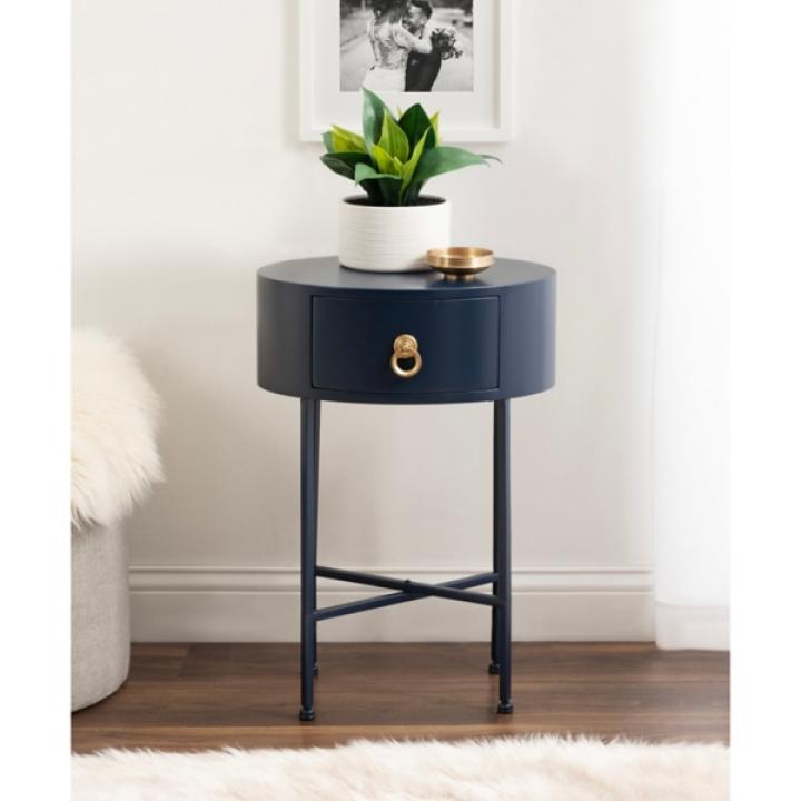 Navy Oval Decklyn Accent Table