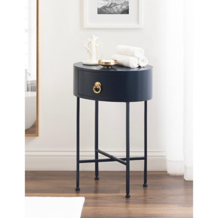 Navy Oval Decklyn Accent Table