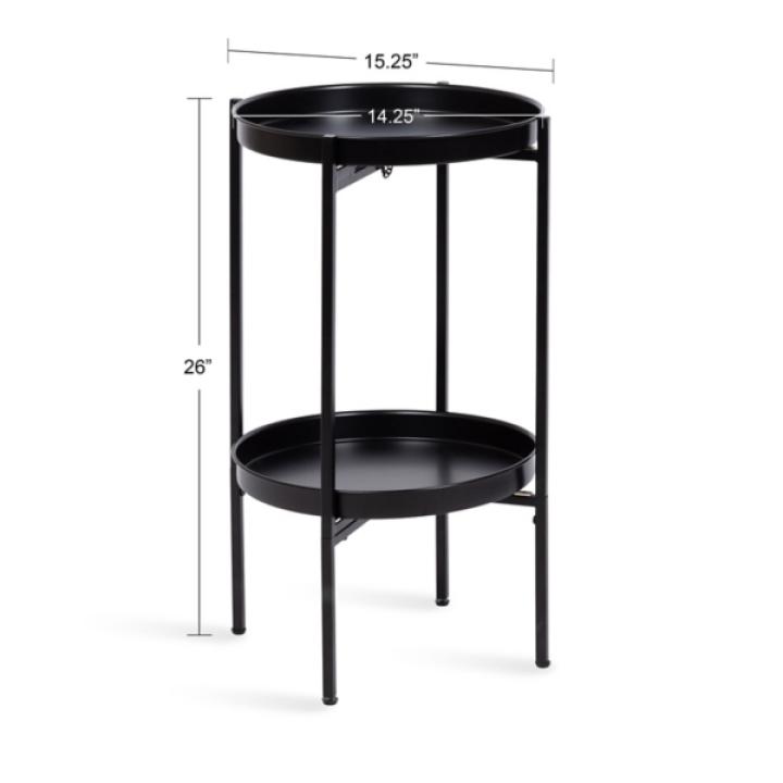 Black 2-Tier Foldable Cienna Accent Table