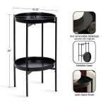 Black 2-Tier Foldable Cienna Accent Table