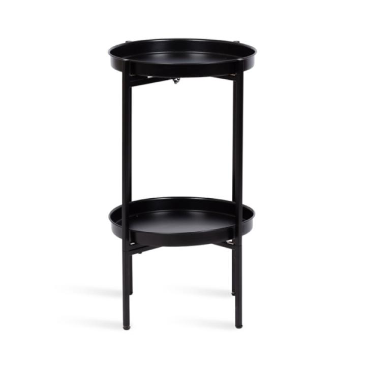 Black 2-Tier Foldable Cienna Accent Table
