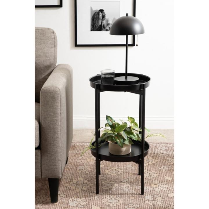 Black 2-Tier Foldable Cienna Accent Table