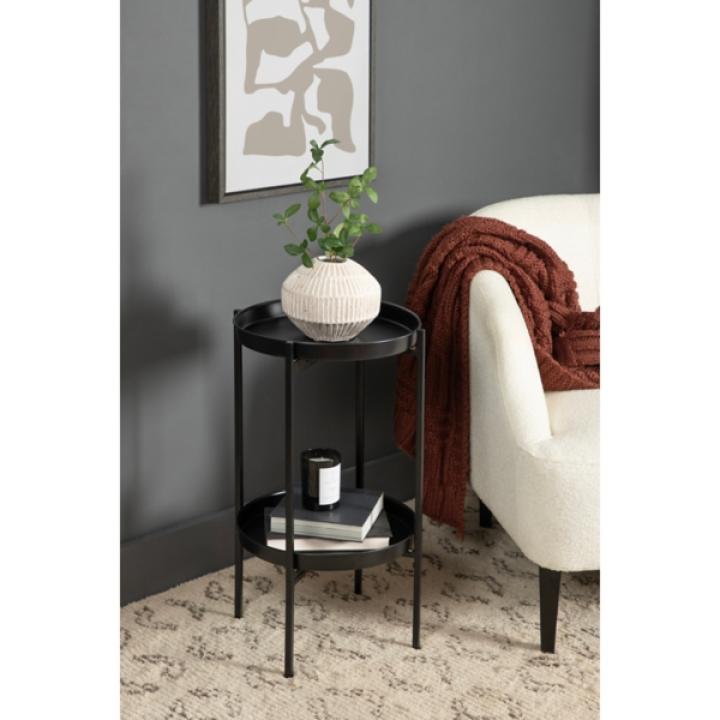 Black 2-Tier Foldable Cienna Accent Table