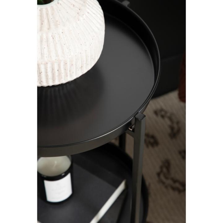 Black 2-Tier Foldable Cienna Accent Table
