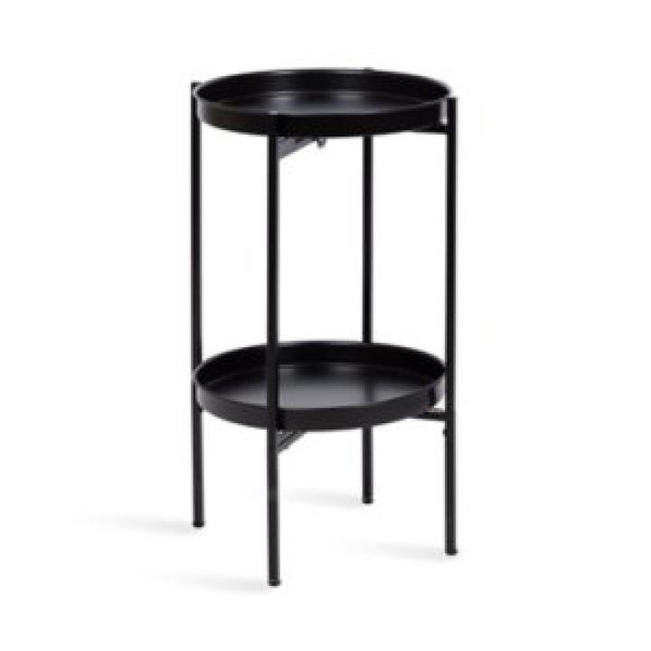 Black 2-Tier Foldable Cienna Accent Table