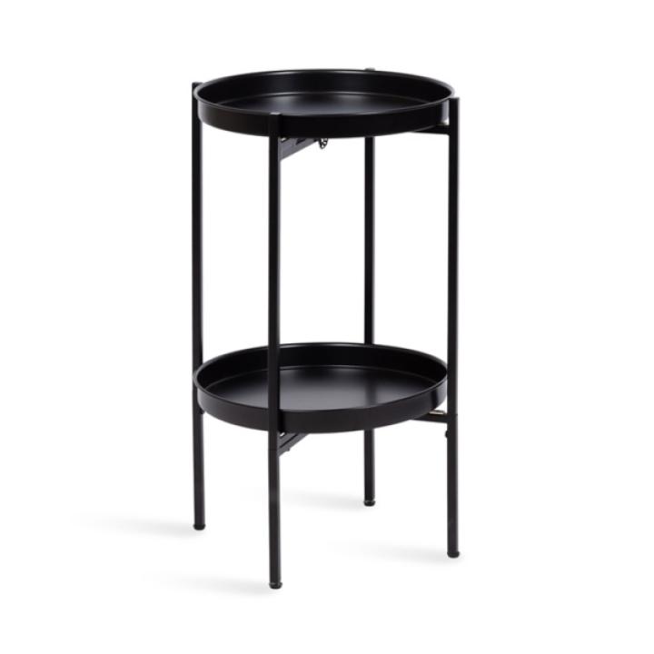 Black 2-Tier Foldable Cienna Accent Table